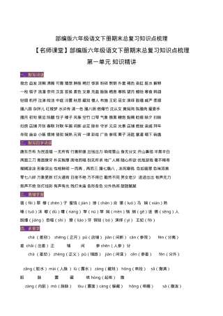 部编版六年级语文下册期末总复习知识点梳理.doc