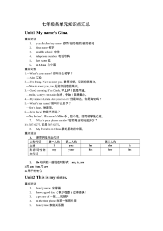 人教版七年级英语上册知识点汇总可打印.doc