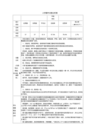 小学期中试卷分析表可打印模板.doc
