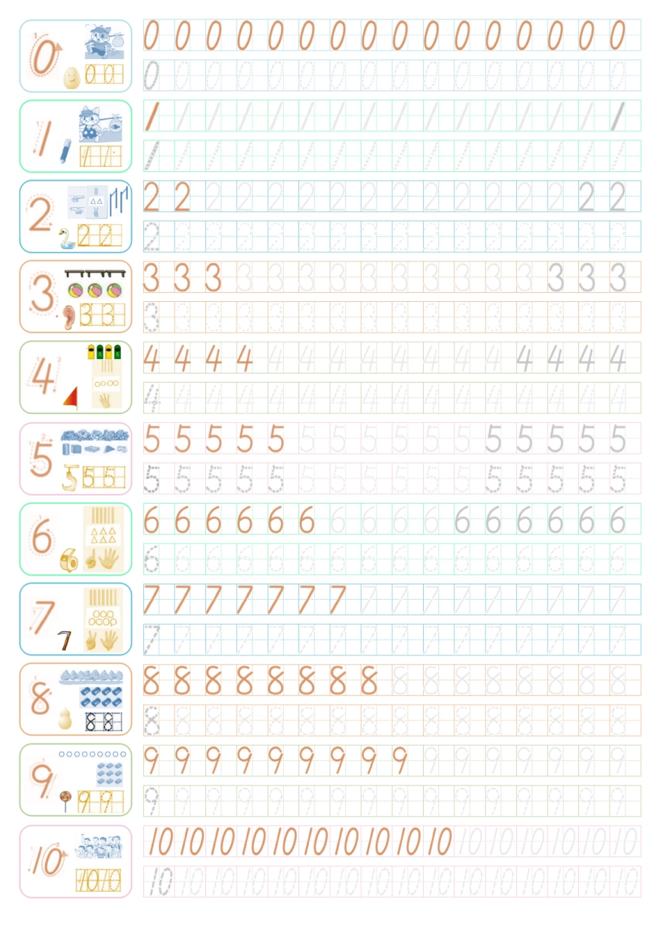 幼儿小学手写数字描红字帖A4可打印模板.docx_第1页