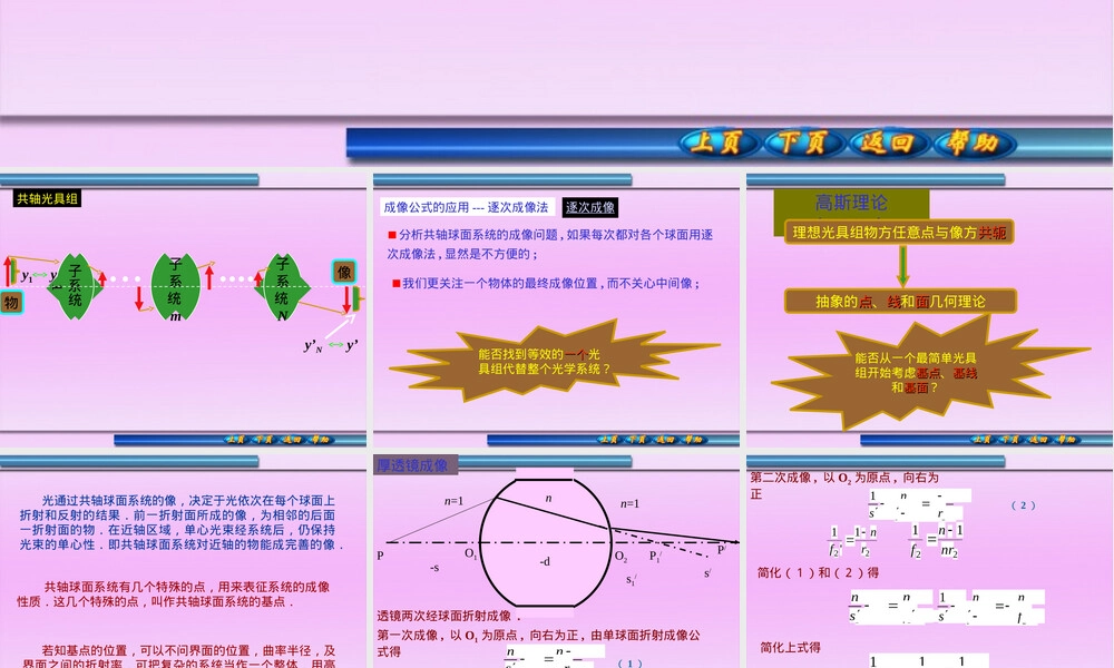 理想光具组基点与基面教学PPT课件.ppt