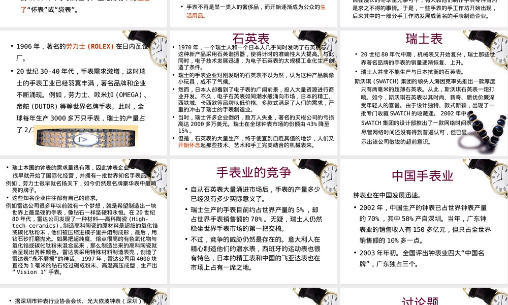 手表业的发展与变迁PPT课件.ppt