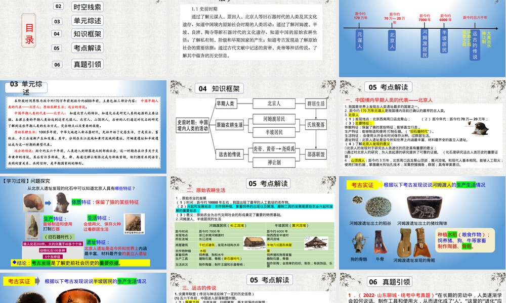 考点01史前时期中国境内早期人类与文明起源中考历史复习PPT课件.pptx