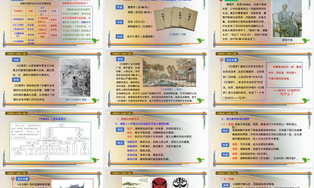 清朝前期的文学艺术七年级历史PPT课件.pptx