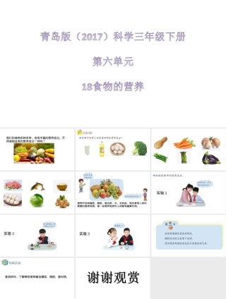 小学科学三年级下册食物的营养教学PPT课件.ppt