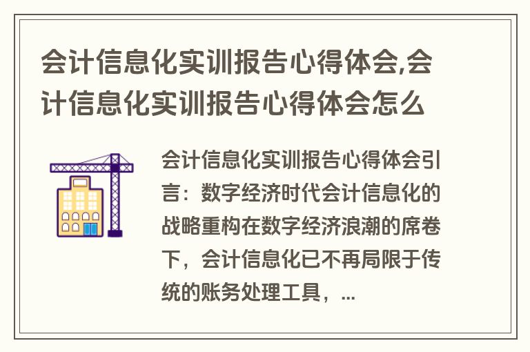 会计信息化实训报告心得体会,会计信息化实训报告心得体会怎么写