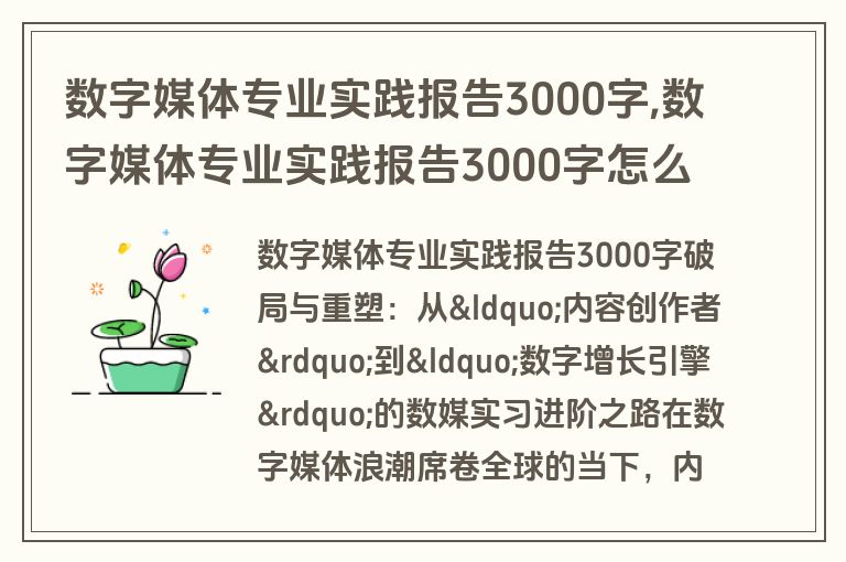 数字媒体专业实践报告3000字,数字媒体专业实践报告3000字怎么写