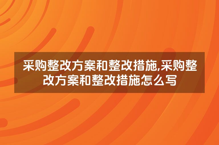 采购整改方案和整改措施,采购整改方案和整改措施怎么写