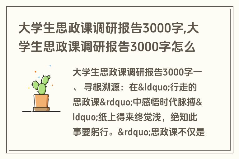 大学生思政课调研报告3000字,大学生思政课调研报告3000字怎么写