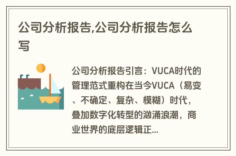 公司分析报告,公司分析报告怎么写