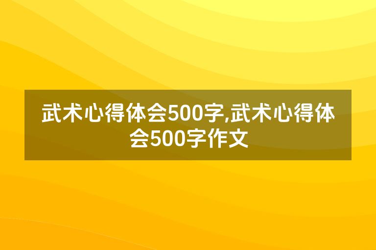 武术心得体会500字,武术心得体会500字作文