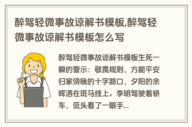 醉驾轻微事故谅解书模板,醉驾轻微事故谅解书模板怎么写