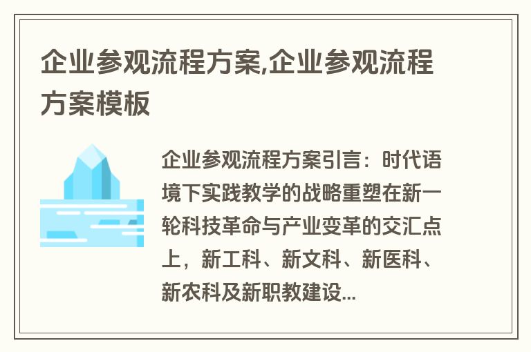 企业参观流程方案,企业参观流程方案模板