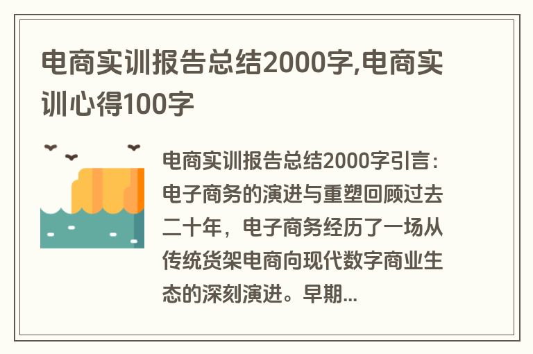 电商实训报告总结2000字,电商实训心得100字