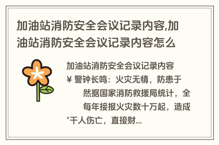 加油站消防安全会议记录内容,加油站消防安全会议记录内容怎么写