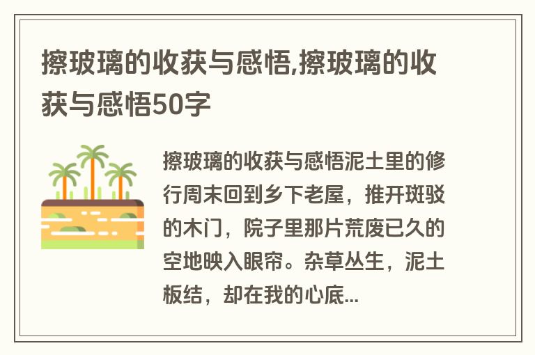 擦玻璃的收获与感悟,擦玻璃的收获与感悟50字