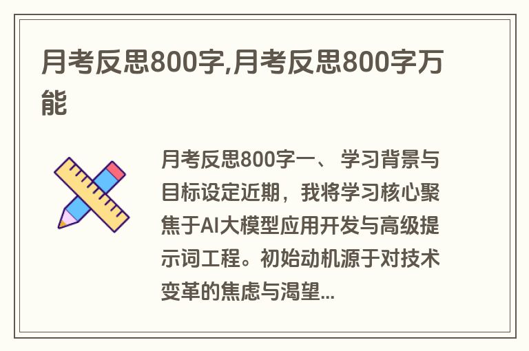 月考反思800字,月考反思800字万能