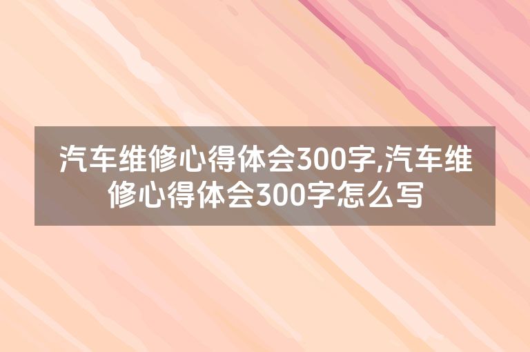 汽车维修心得体会300字,汽车维修心得体会300字怎么写
