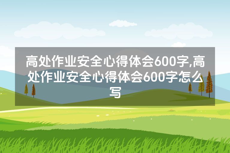 高处作业安全心得体会600字,高处作业安全心得体会600字怎么写
