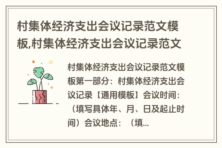 村集体经济支出会议记录范文模板,村集体经济支出会议记录范文模板下载