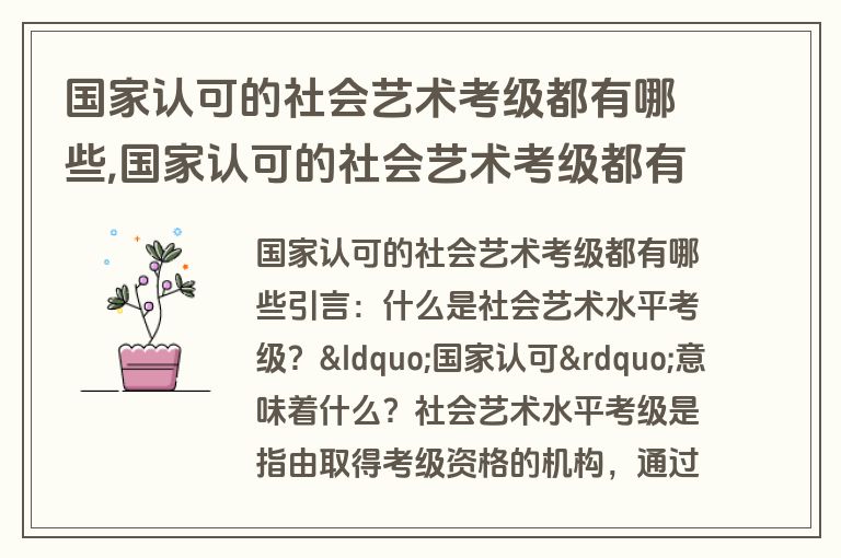 国家认可的社会艺术考级都有哪些,国家认可的社会艺术考级都有哪些项目