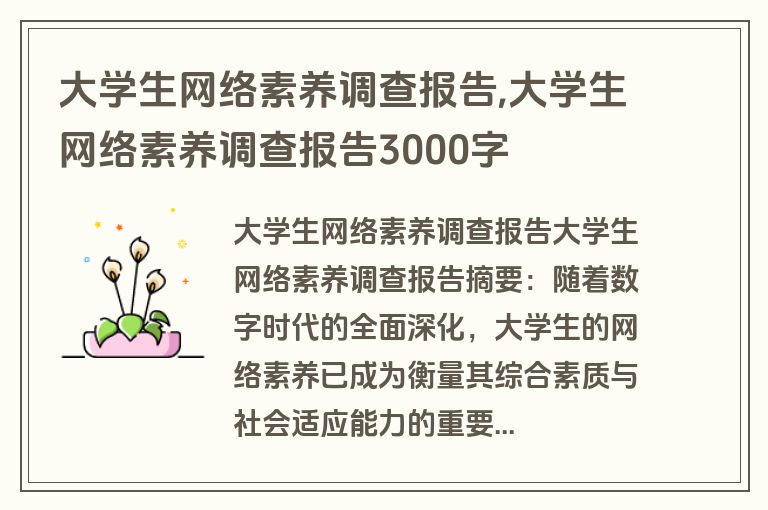 大学生网络素养调查报告,大学生网络素养调查报告3000字