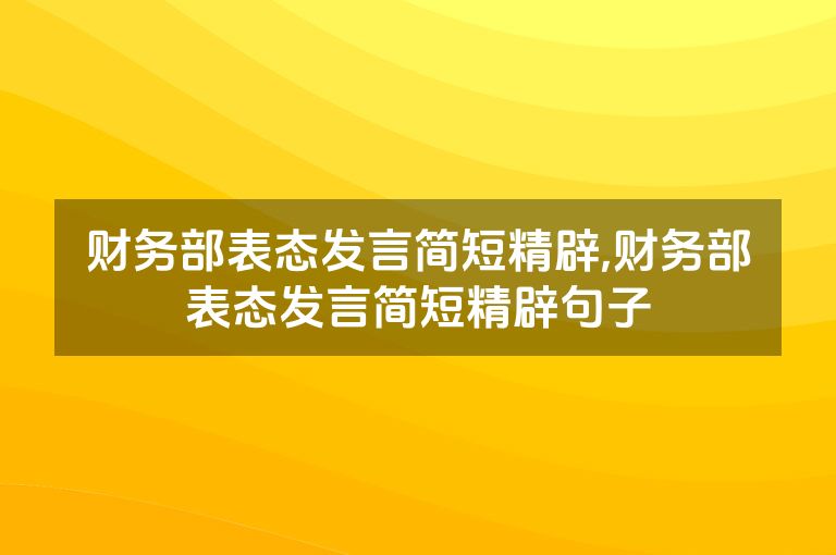 财务部表态发言简短精辟,财务部表态发言简短精辟句子