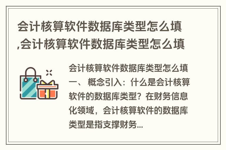 会计核算软件数据库类型怎么填,会计核算软件数据库类型怎么填写